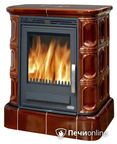 Печь-камин ABX Marina KP (6,9кВт в воду), кафельный цоколь, каф.верх. плита, коричневая в Горно-Алтайске